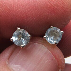 *925 Sterling Silver Genuine Topaz Earring Studs